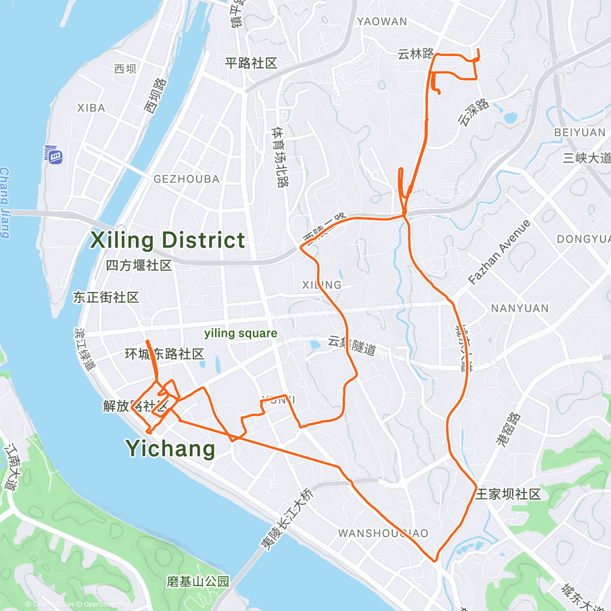Map of the activity, Dinner ride