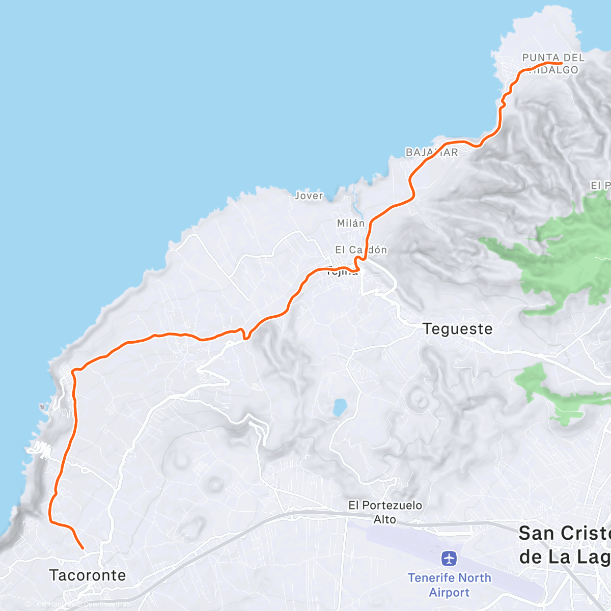 Map of the activity, ROUVY - Punta del Hidalgo | Tenerife