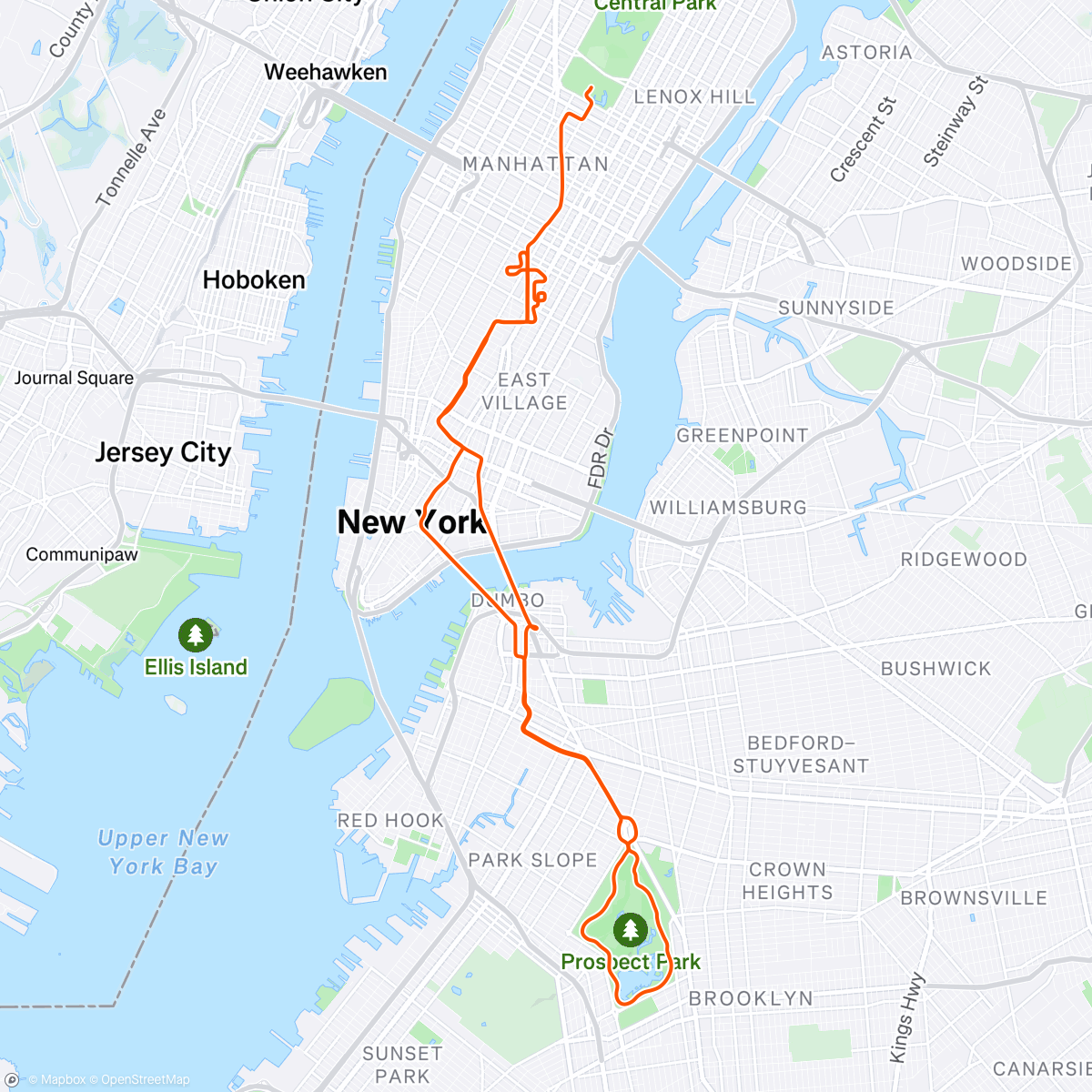 Map of the activity, Zwift - New York