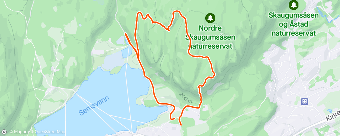 Map of the activity, Djupedalsåsen og Skaugumåsen med Chase