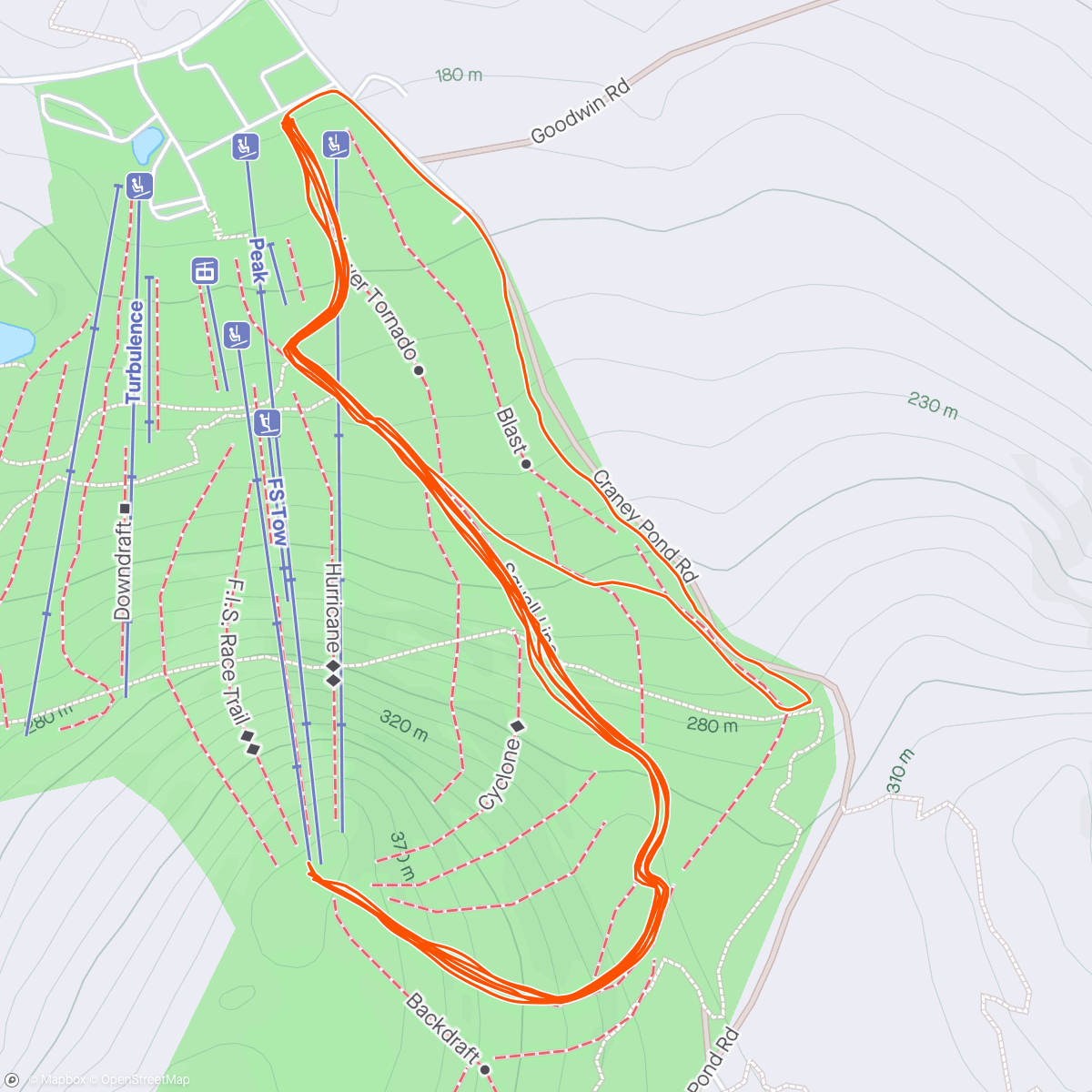 Map of the activity, GSEP uphill day