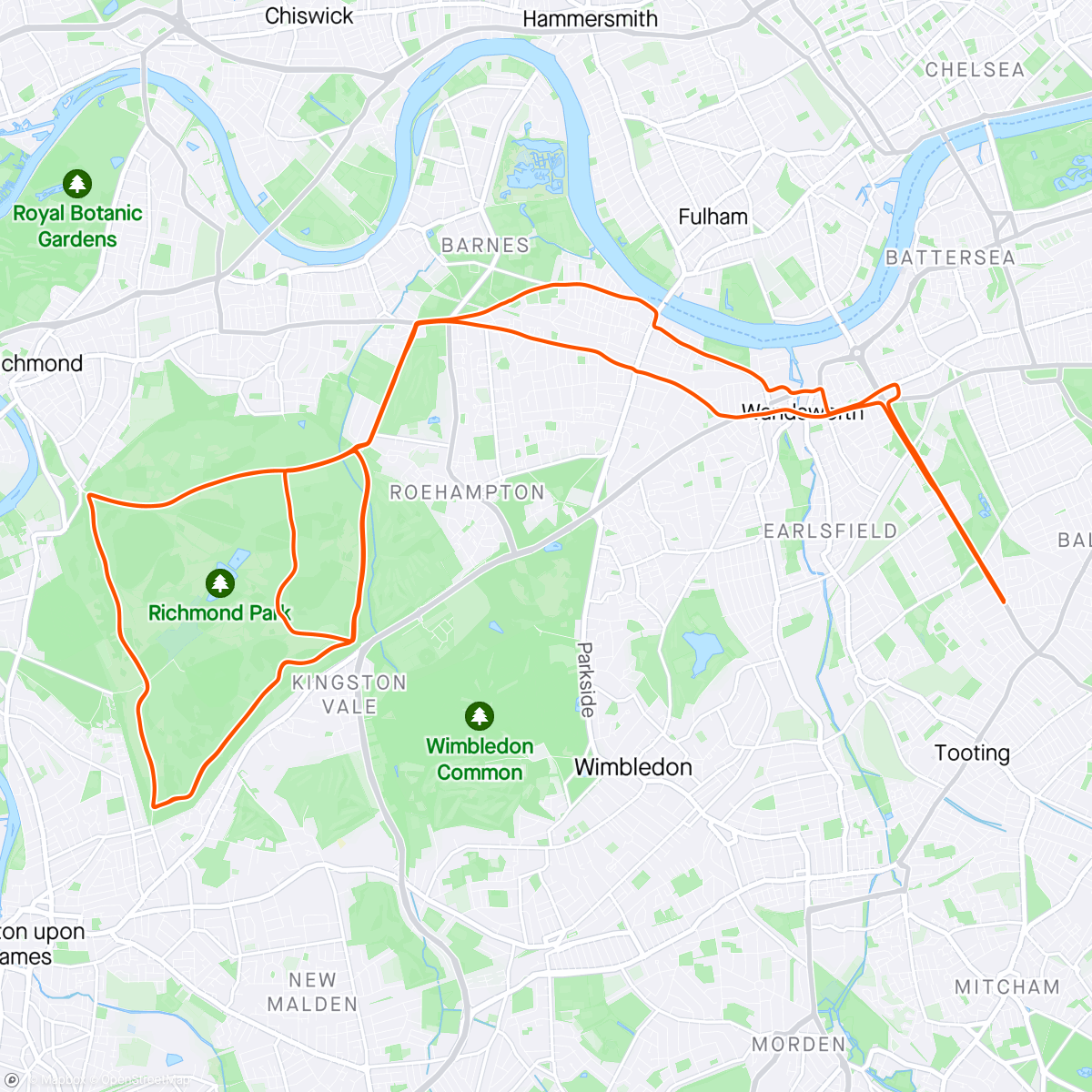 Map of the activity, 2 laps of RP and a ballet loop