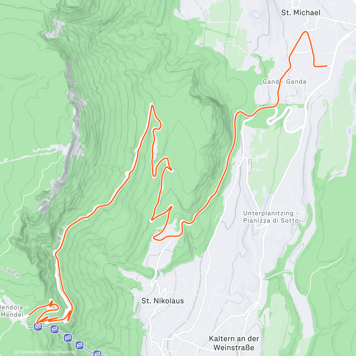 Map of the activity, FulGaz - ride 2. Downhill Mendelpass