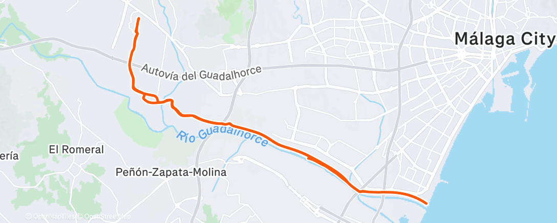 Map of the activity, Bicicleta de montaña por la tarde