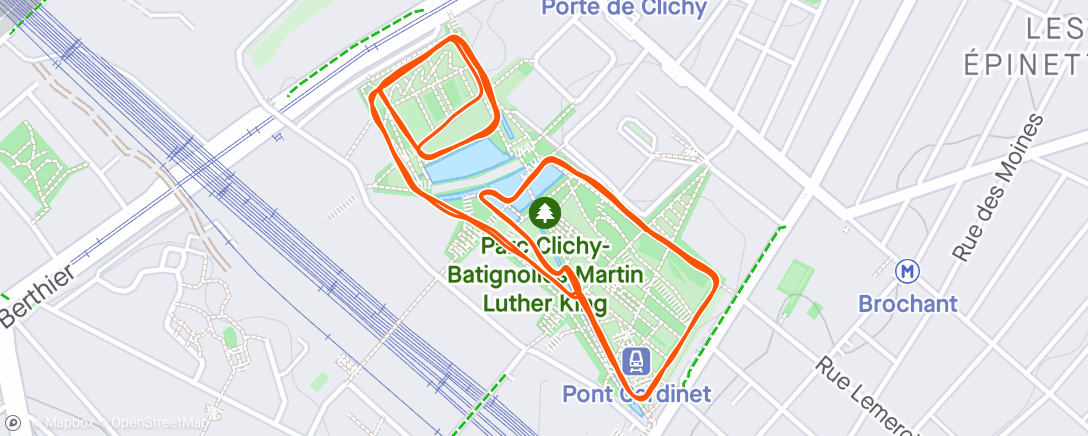 Map of the activity, Course à pied le midi