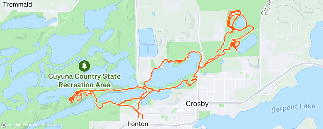Map of the activity, Cuyuna trail rip