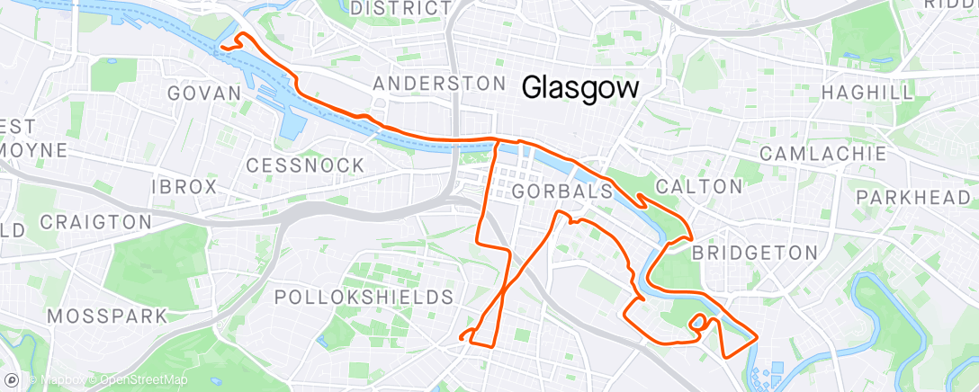 Map of the activity, Half Marathon Ride Along the Clyde