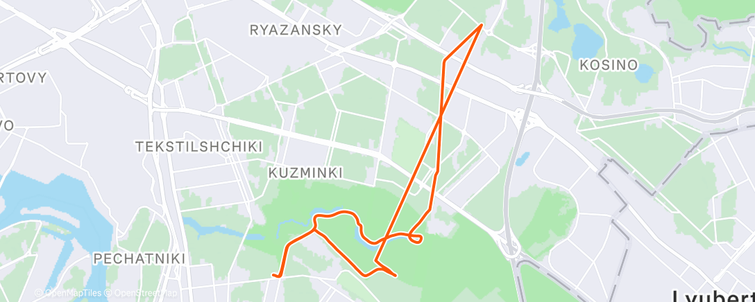 Map of the activity, Утренний забег