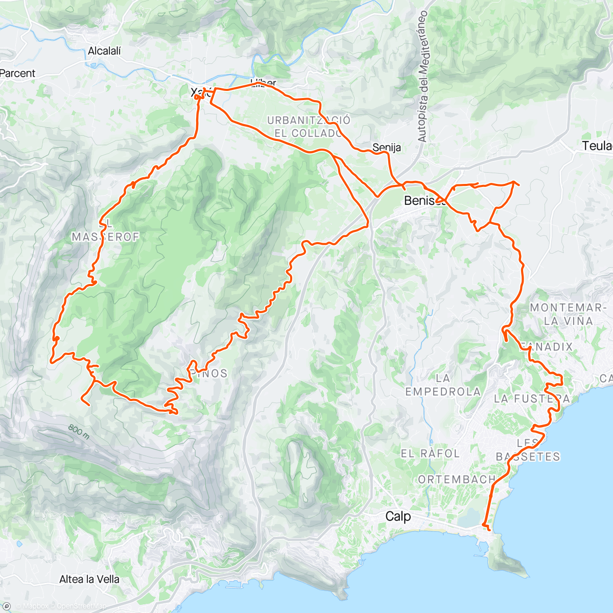 Map of the activity, Sierra de Bernia Morning Ride