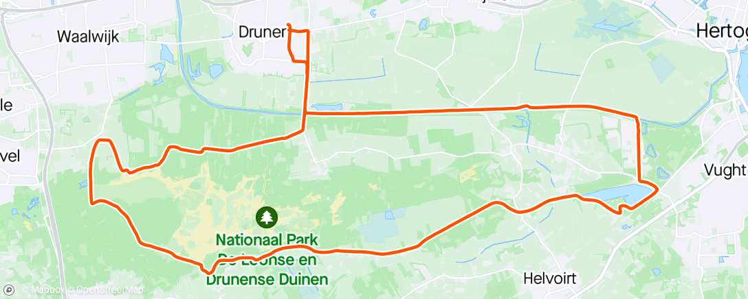 Map of the activity, Loonse en Drunense duinen fietsrit