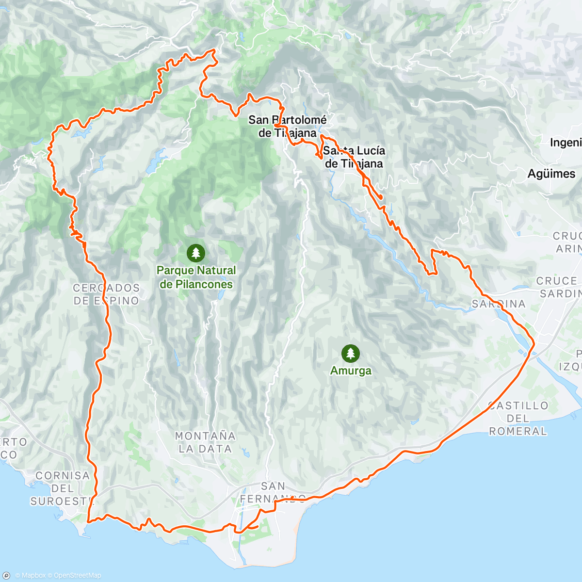 Map of the activity, Soria - Ayacata - Santa Lucia