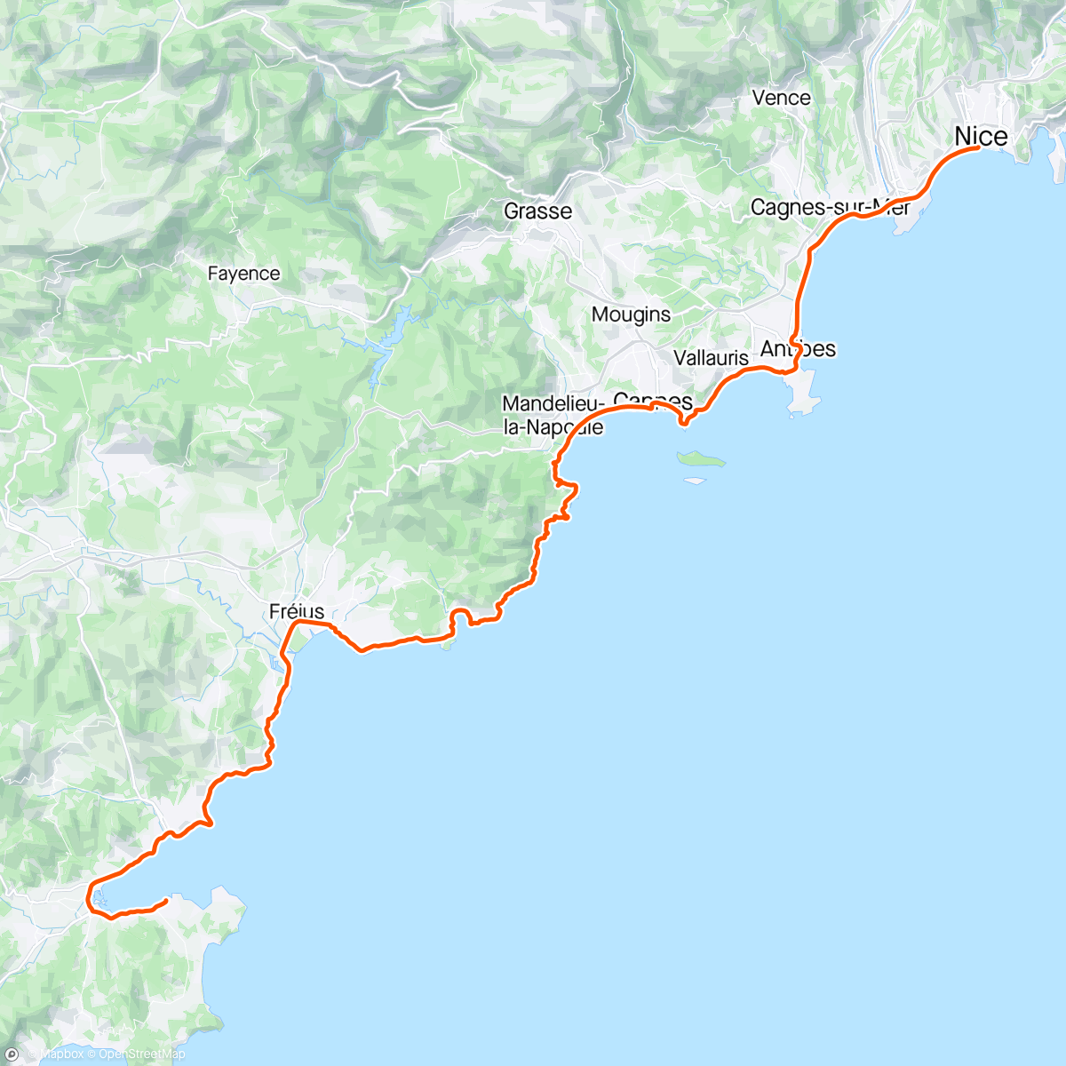 Map of the activity, St tropez—> Nice