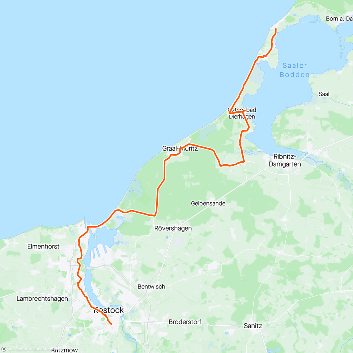 Map of the activity, Baltic Sea | Rostock - Darß 
Base Ride