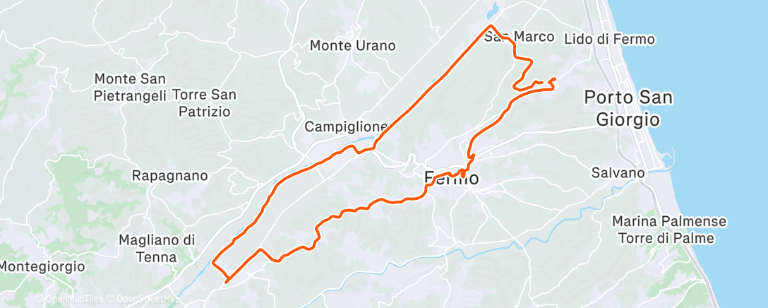 Map of the activity, Pedalata mattutina