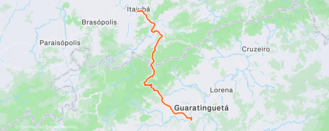 Map of the activity, Pedalada de mountain bike noturna