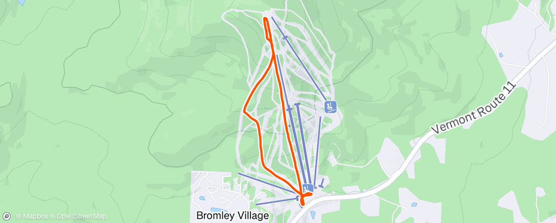 Map of the activity, 1 lift lap SKIING