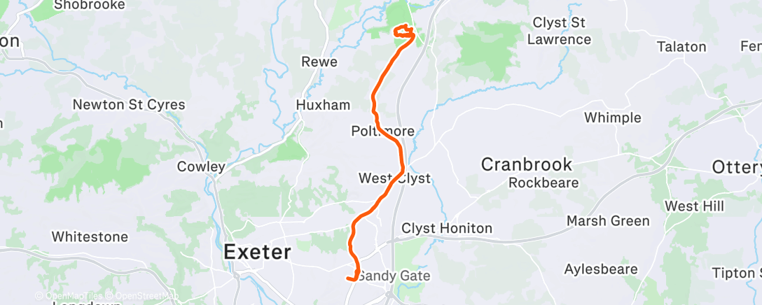 Map of the activity, Cycle ride, Exeter