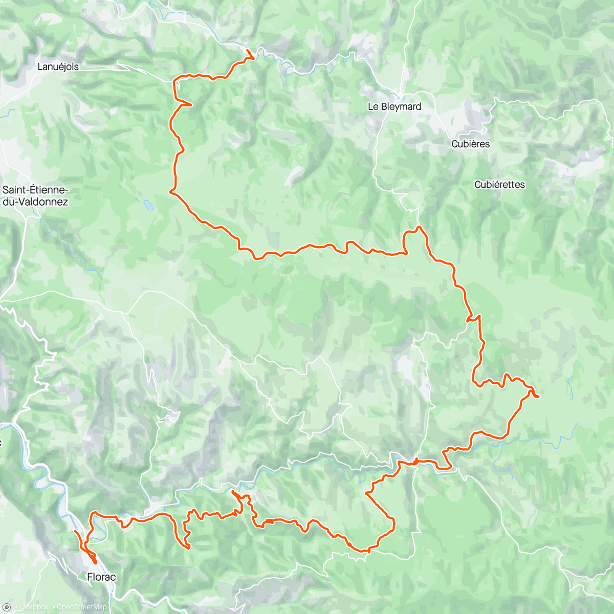 Mapa da atividade, GTMC Bagnols les Bains-Florac👌💪encore une belle journée🤩même si le brouillard et la bruine nous a bien refroidi sur la descente de Pont de Monvert😅