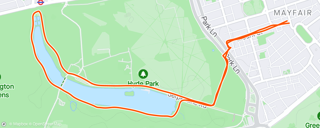 Map of the activity, Lunchtime Serpentine loop