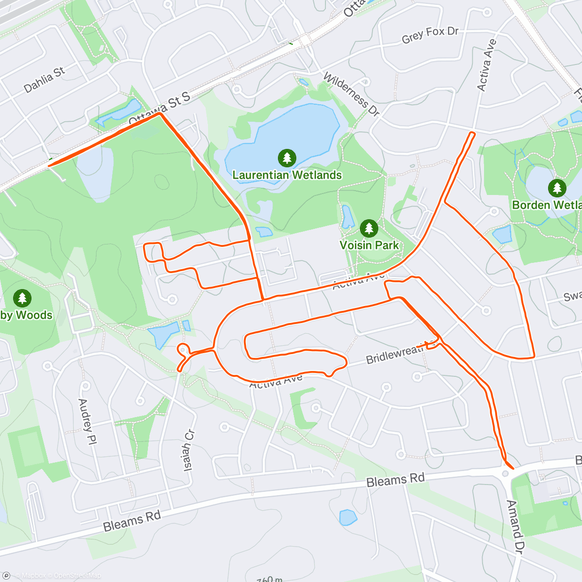 Map of the activity, Run with Dule