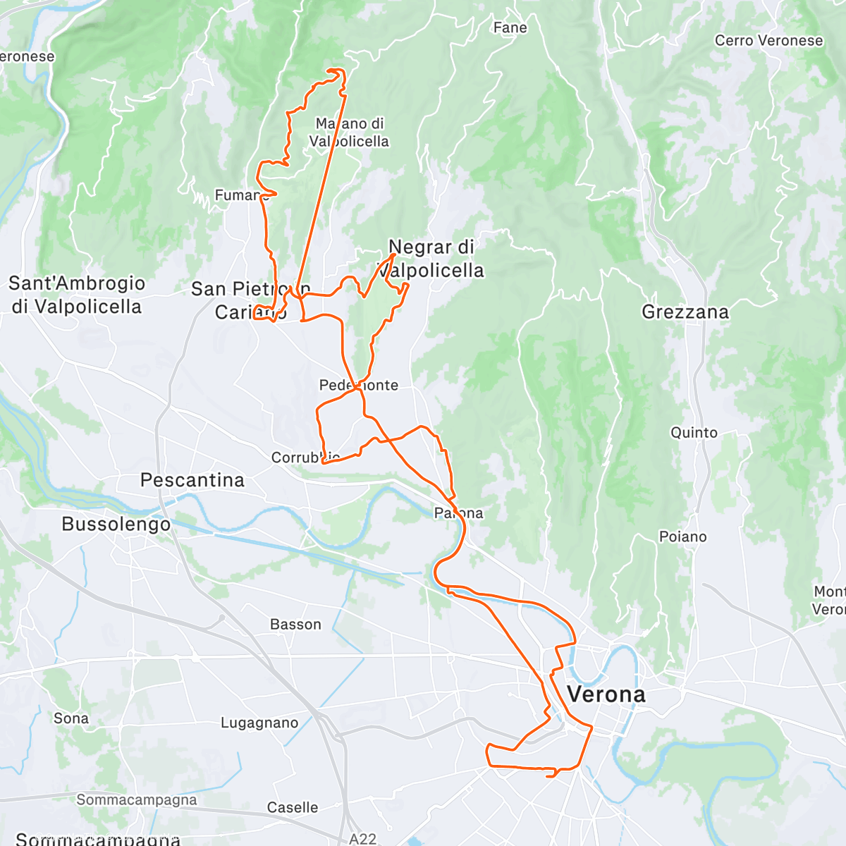 Map of the activity, Valpolicella più MTB che Gravel