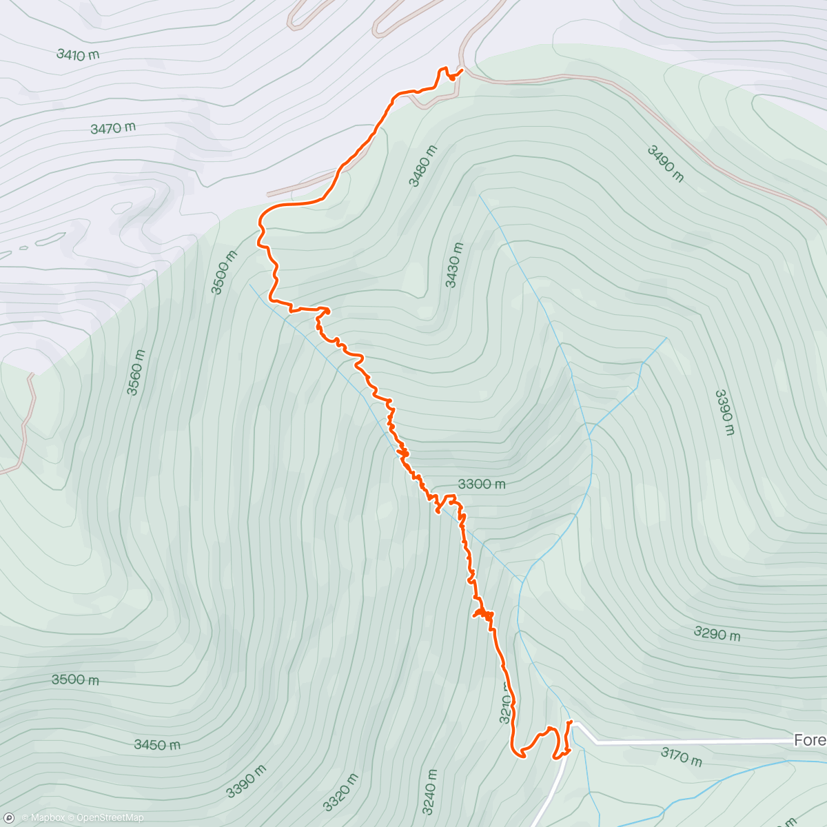 Map of the activity, resolution bowl backcountry lap out of Fowler hut