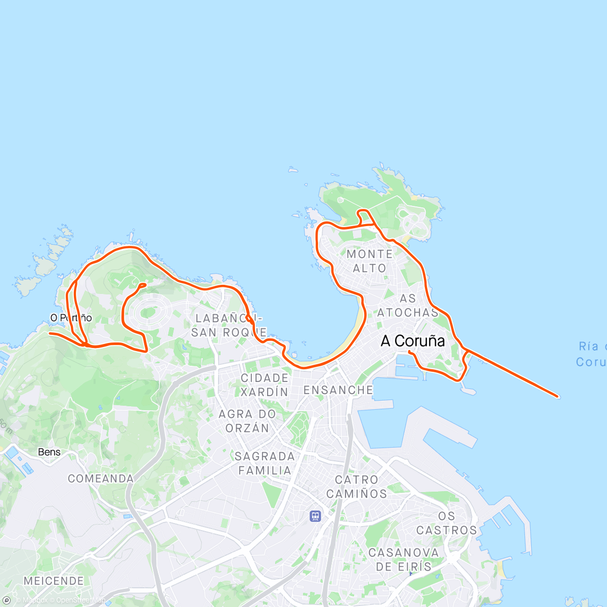 Map of the activity, Monte San Pedro - Coruña Moderna