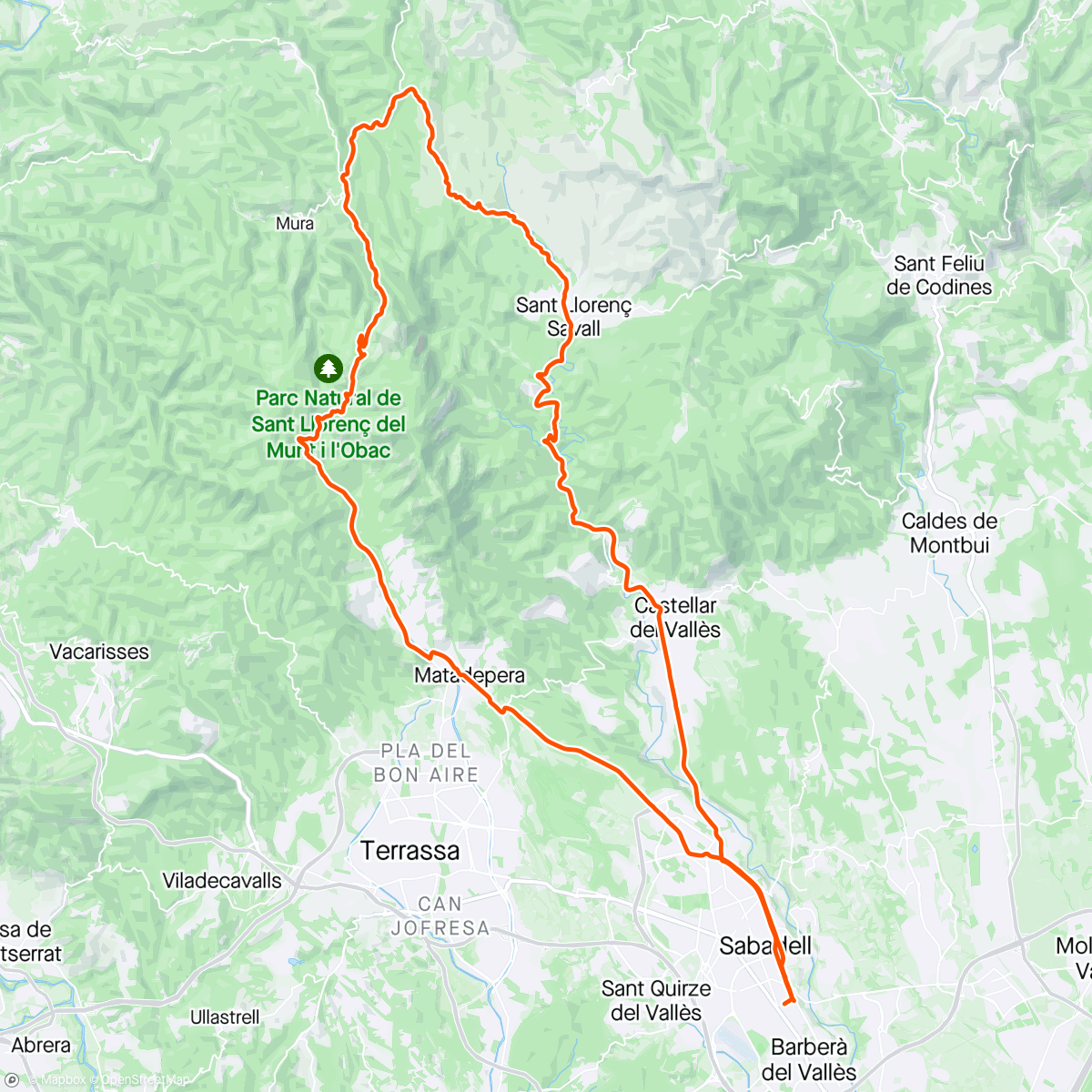 Map of the activity, Sbd-Matadepera-“V”-St.Llorenç-Castellar-Sbd