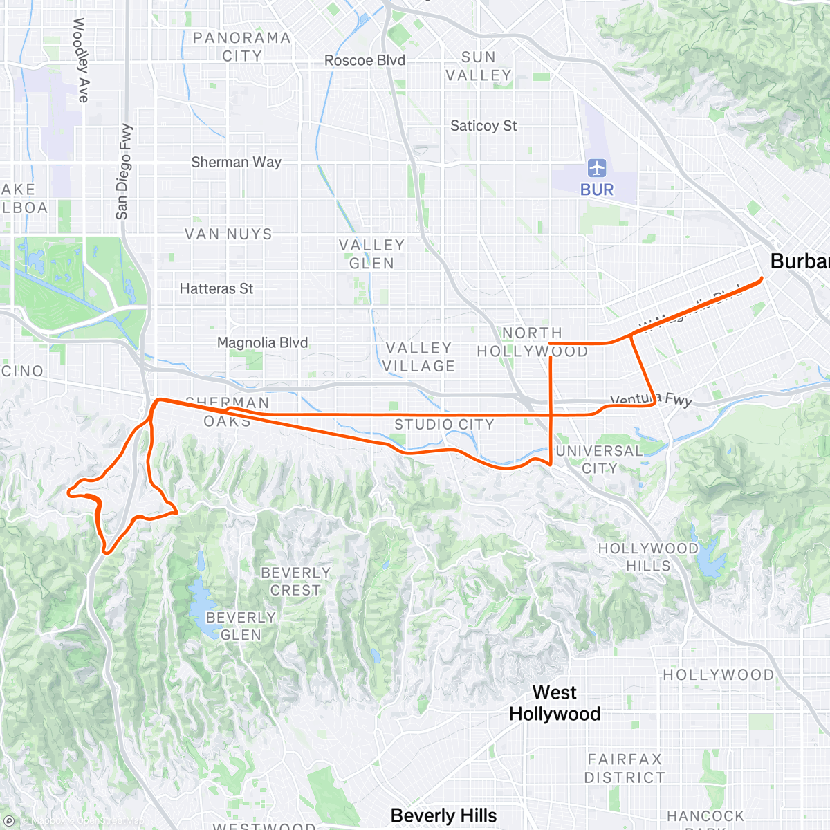 Map of the activity, Evening Ride