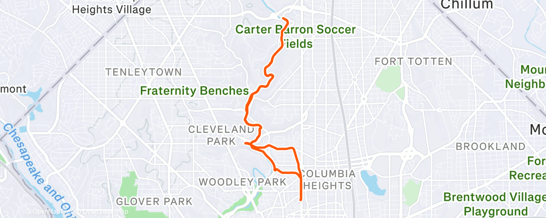 Map of the activity, Morning Run