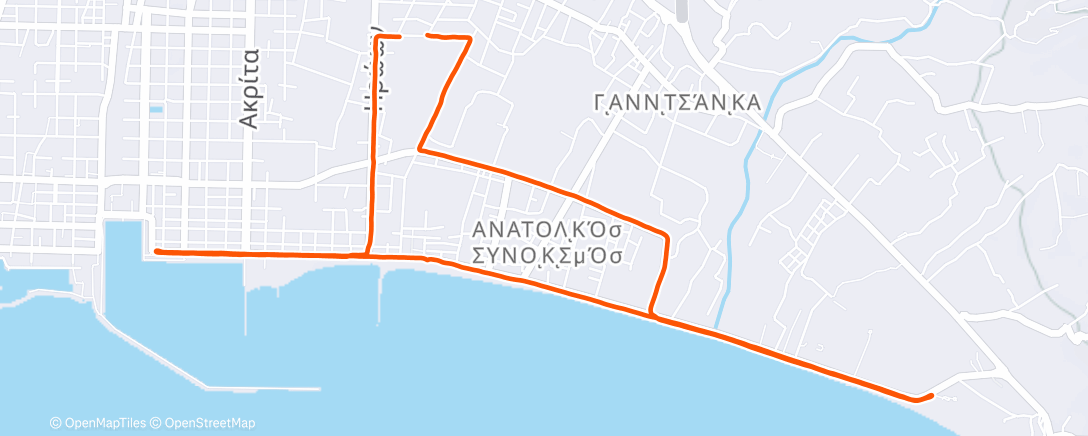 Map of the activity, Afternoon Run