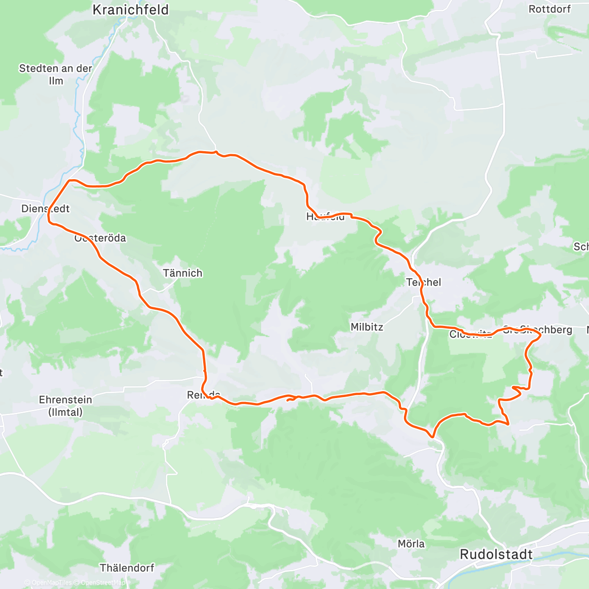 Map of the activity, Mountainbike-Fahrt zur Mittagszeit