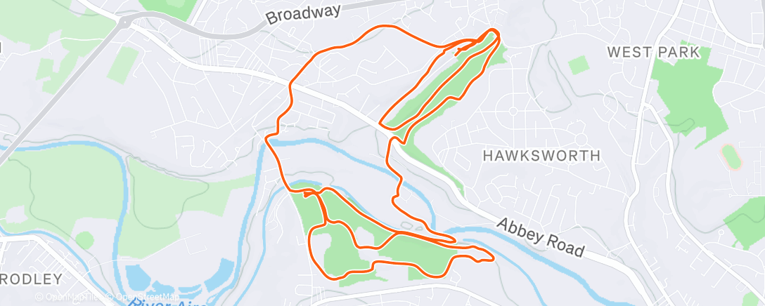 Map of the activity, Hawksworth + Bramley Fall