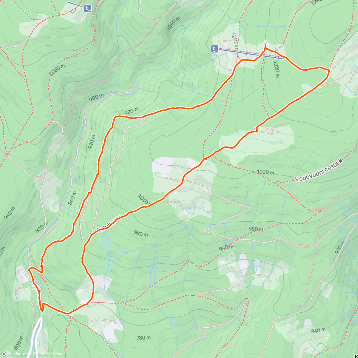 Map of the activity, Strážné -> Friesovy boudy
