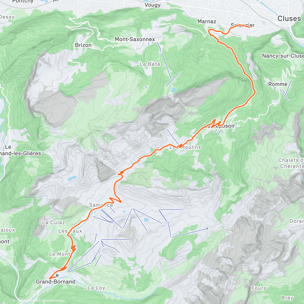 Map of the activity, ROUVY - Col de la Colombière | France