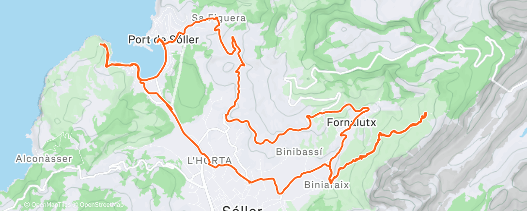 Map of the activity, Bicicleta de montaña por la tarde