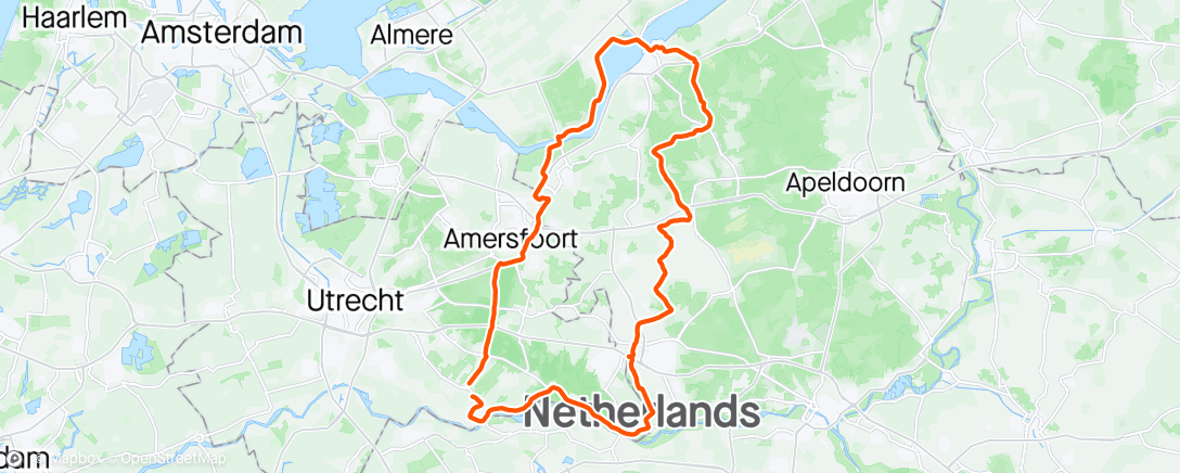 Mapa de la actividad (Mooie route naar Harderwijk, bij Dries overheerlijke gebakken mosselen gegeten.)