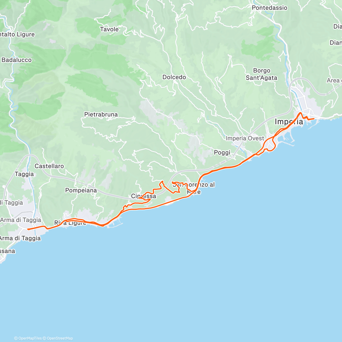 Map of the activity, Pedalata dell'ora di pranzo