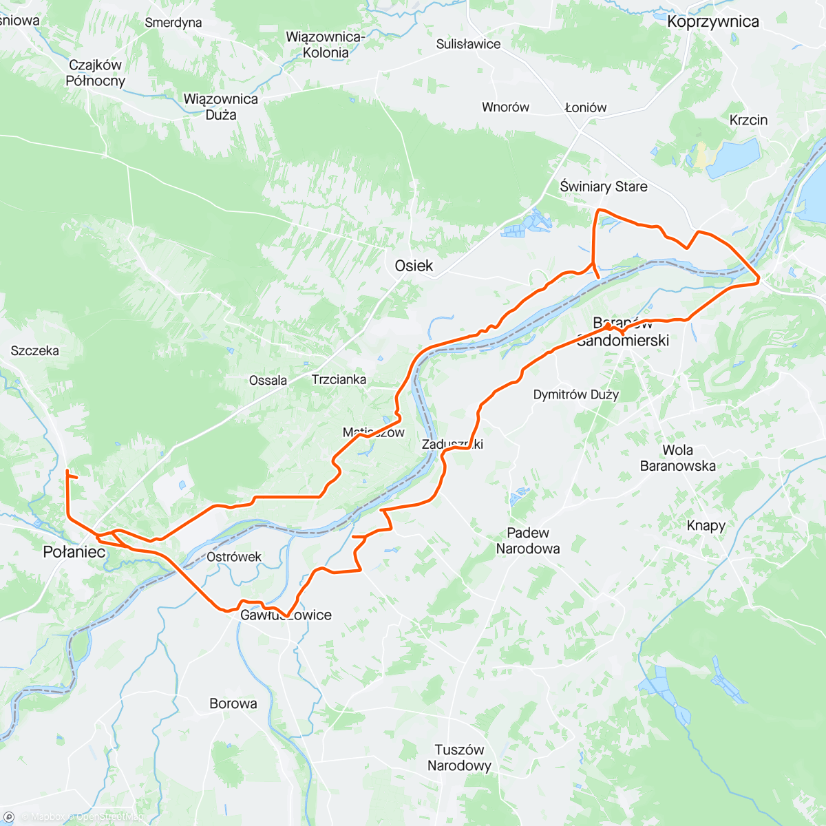 Map of the activity, Runda do Baranowa Sandomierskiego 🏁😎🚴📌