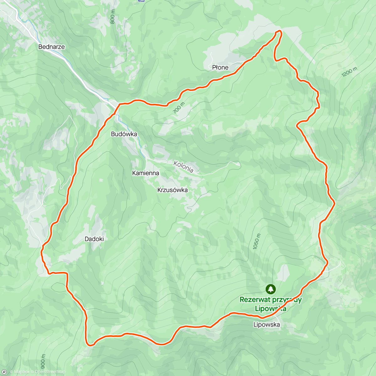 Map of the activity, Przełęcz Pawlusia - Rysianka - Hala Boracza