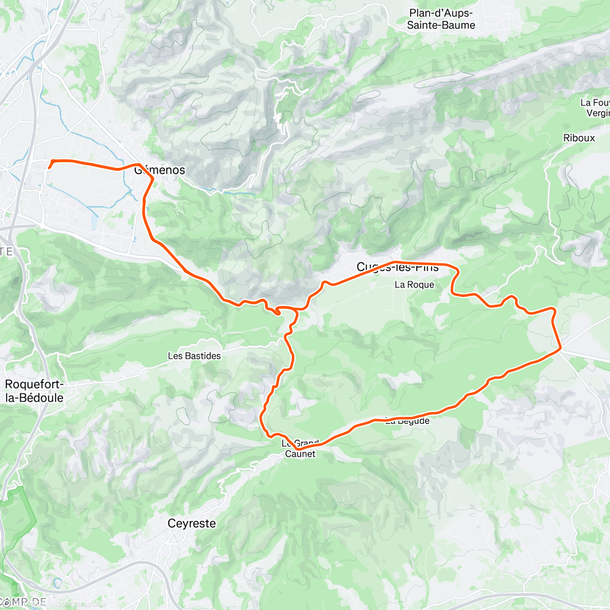 Map of the activity, Sortie vélo le midi