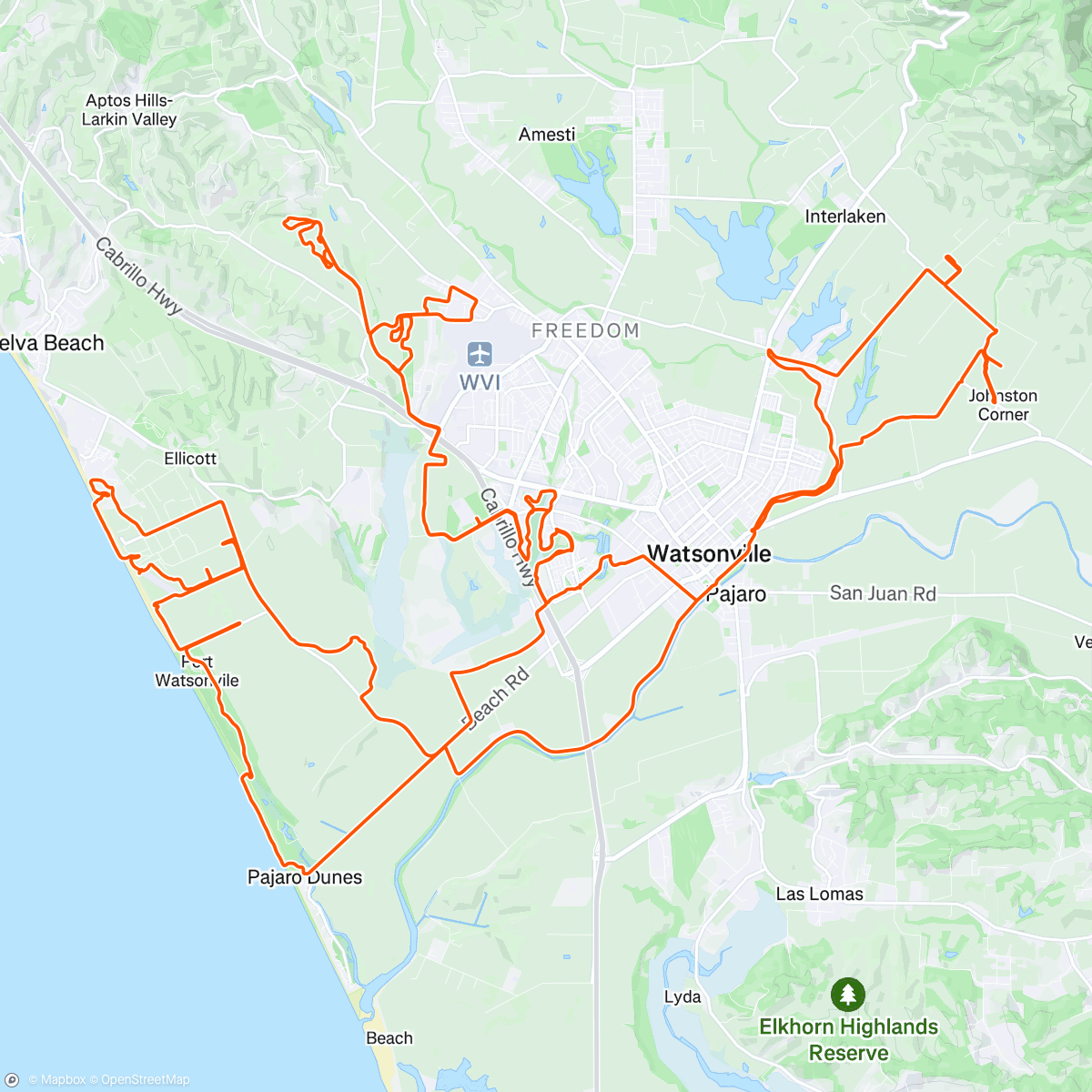 Map of the activity, Strawberry fields inaugural gravel ride
