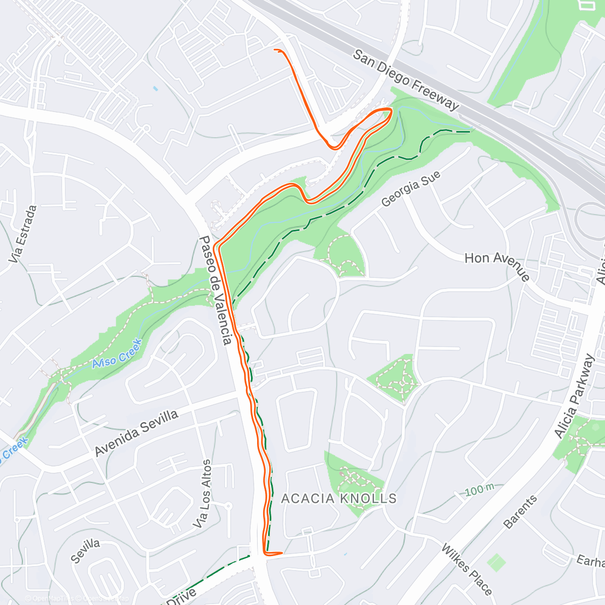 Map of the activity, Wednesday Night Run Club at RRS