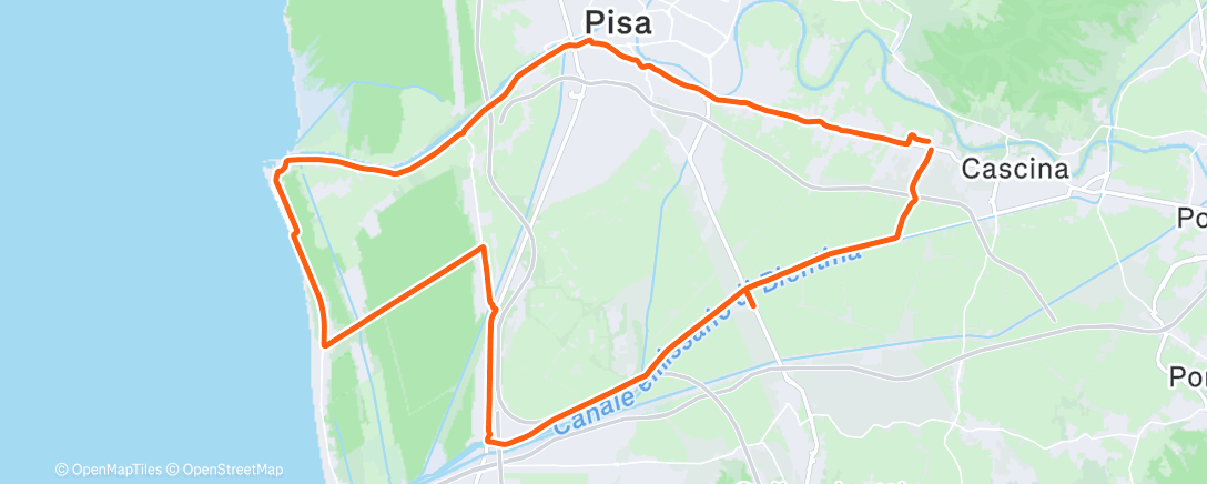 Map of the activity, Pedalata pomeridiana