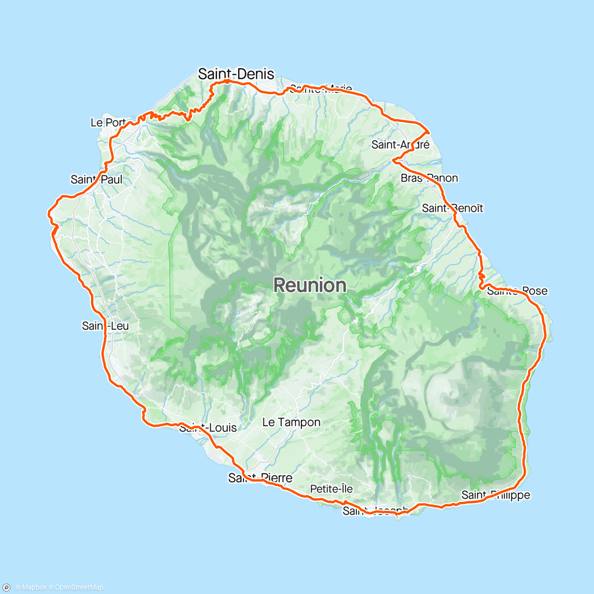 Mapa da atividade, Une idée de génie encore… 🙄
Tour de l’île de La Réunion ✅