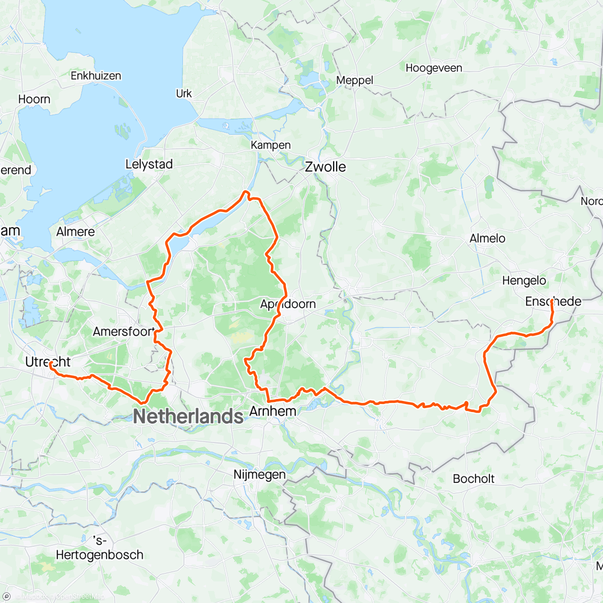 Map of the activity, Race Around The Netherlands 
Day 1—Kings Day 🇳🇱🚴🧡