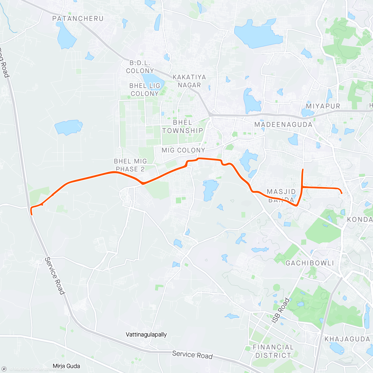 Map of the activity, Morning Ride to ORR Cycle Track | Kollur | #HCRBicycle | #HCR4.0