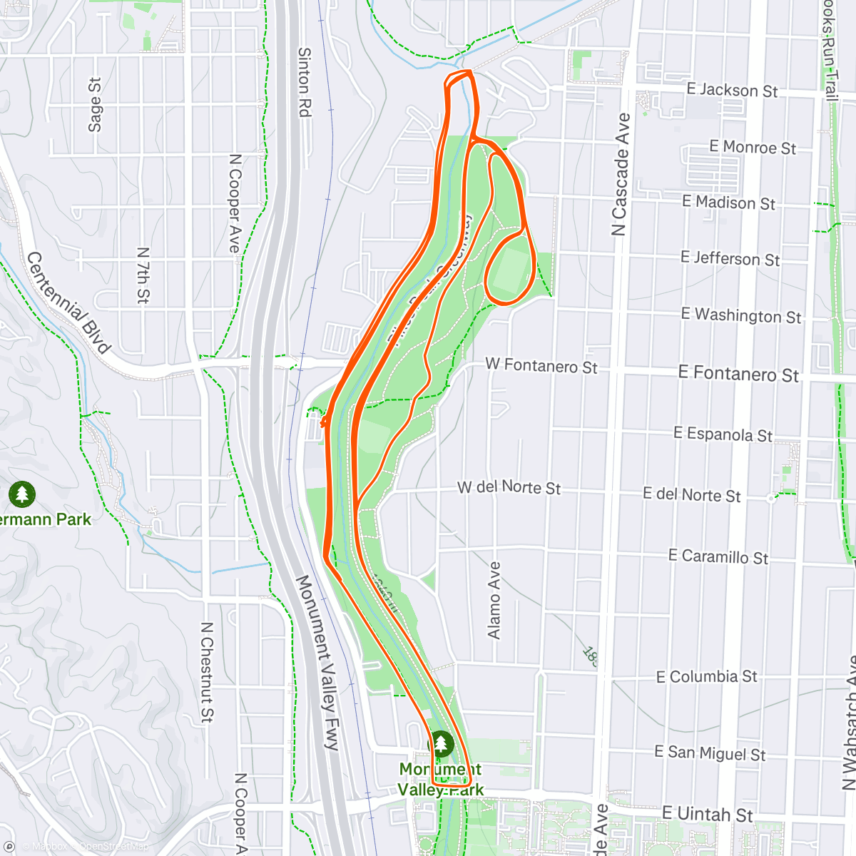 Map of the activity, 3x2mi, 4x1min.