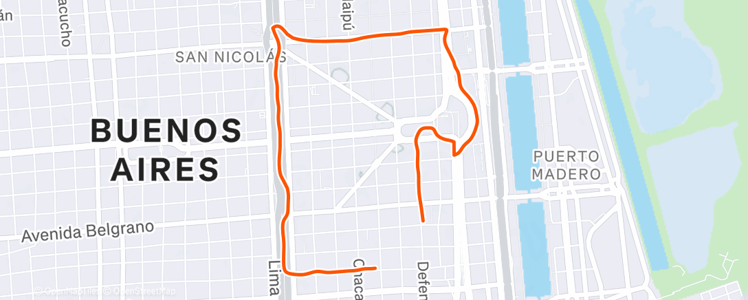 Map of the activity, Evening Run