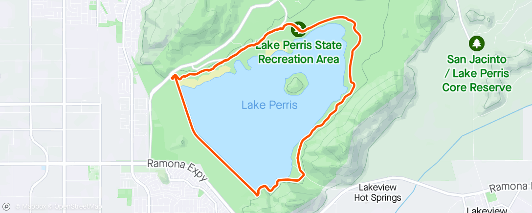 Map of the activity, Lake Perris With Samantha